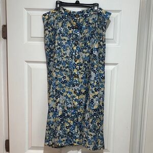 Ann Taylor Blue and Yellow Floral Skirt